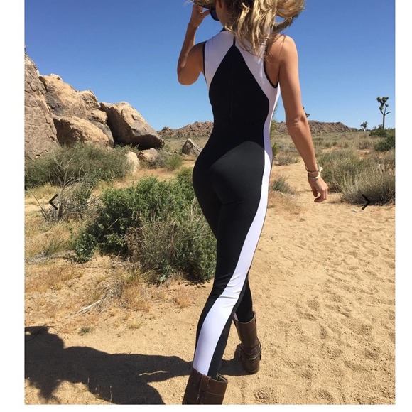 Shama Jade Equinox Athletic Jumpsuit Black and White Size Small Medium - Picture 3 of 11